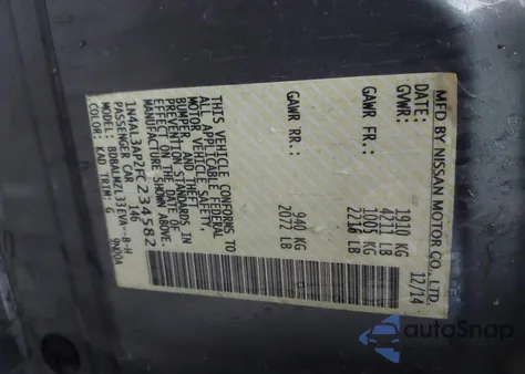 2015 Nissan Altima 2.5 Sv from USA, damaged, VIN 1N4AL3AP2FC234582